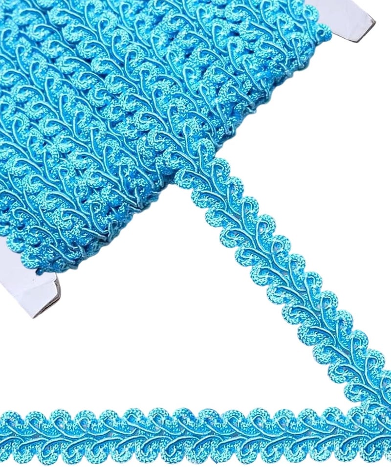 MSCFTFB 14 Yards Gimp Braid Trim,1/2 inch Gift Wrap Ribbon, Woven Fabric Lace Trim for Upholstery Costume Curtain,Lamp,Jewelry,Decorative Embellishment for Sewing Craft (Sky Blue) - Image 1